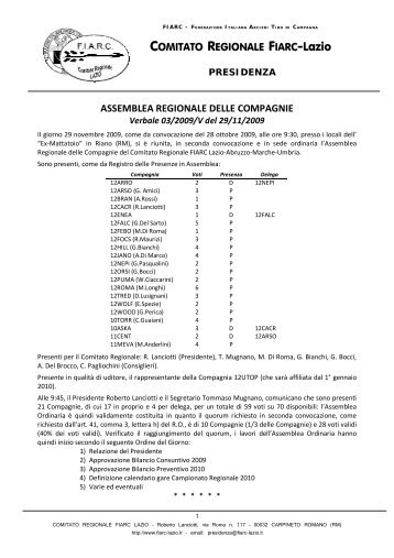 COMITATO REGIONALE FIARC-Lazio ASSEMBLEA REGIONALE ...