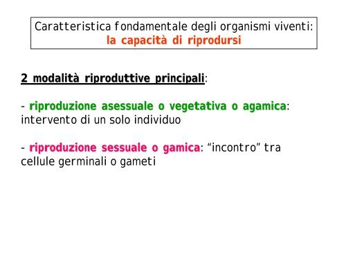 la riproduzione nelle piante terrestri - Biologia Vegetale