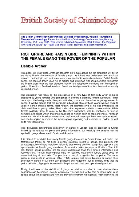 RIOT GRRRL AND RAISIN GIRL: FEMININITY WITHIN ... - Martinfrost