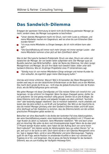 Das Sandwich-Dilemma - Matthias Wölkner: Consulting