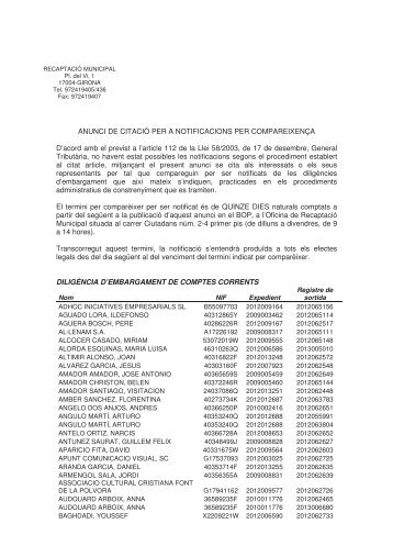 recaptació municipal - Ajuntament de Girona