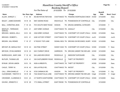 hamilton county sheriff's office booking report