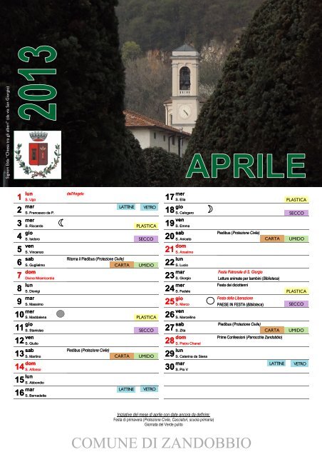 calendario 2013 - Comune di Zandobbio