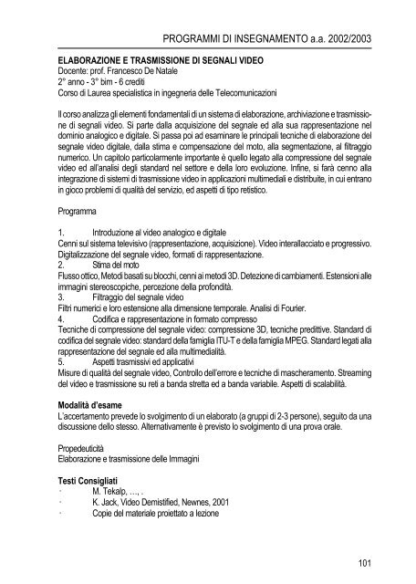 Nuovo Ordinamento - Ingegneria - Università degli Studi di Trento