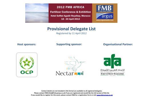 2012 FMB Africa Fertilizer Conference Exhibition ... - Argus Media