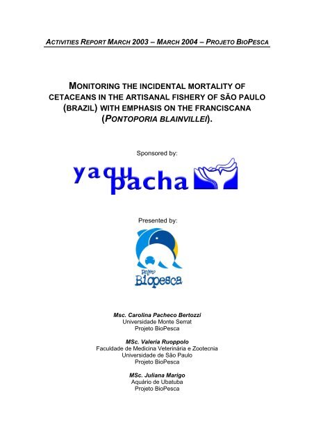 monitoring the incidental mortality of cetaceans - Yaqu Pacha