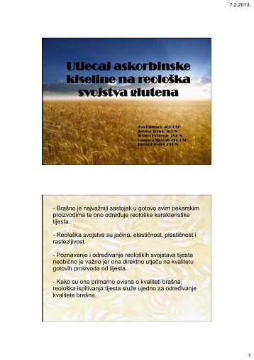 Utjecaj askorbinske kiseline na reološka svojstva glutena - PBF