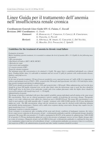 Linee Guida per il trattamento dell'anemia nell'insufficienza renale ...