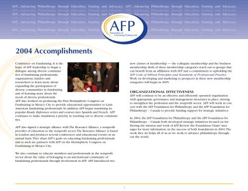 2004 Annual Report - Association of Fundraising Professionals