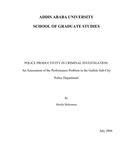 POLICE PRODUCTIVITY IN CRIMINAL INVESTIGATION: An ...