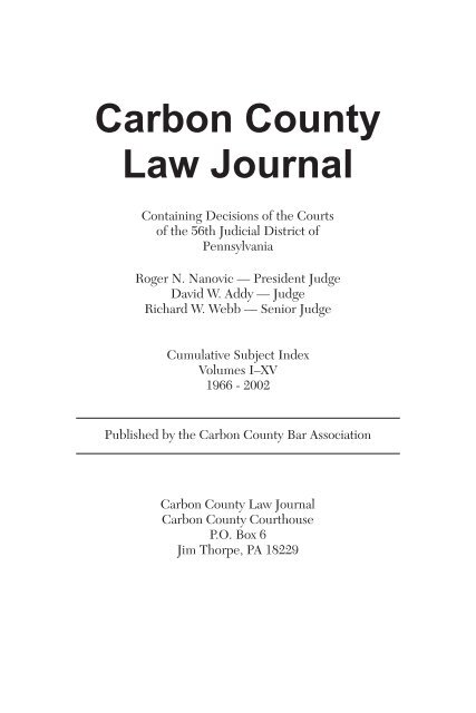 Carbon County Law Journal - Carbon County Courts