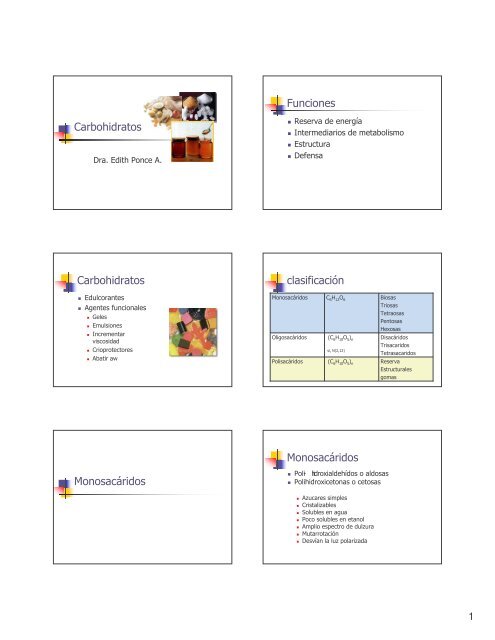 Carbohidratos Funciones Carbohidratos clasificación ...