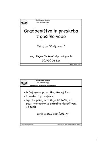 gradbeniŠtvo in preskrba z gasilno vodo - Območna gasilska zveza ...