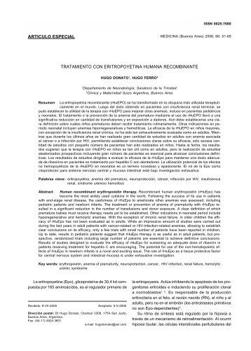 TRATAMIENTO CON ERITROPOYETINA HUMANA RECOMBINANTE