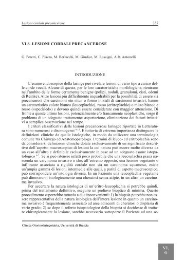 VI.6. LESIONI CORDALI PRECANCEROSE - AOOI