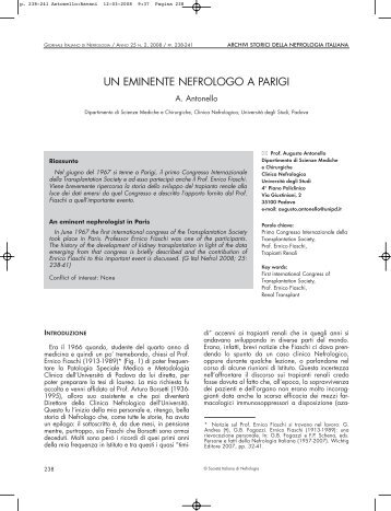 Un eminente nefrologo a Parigi - Società Italiana di Nefrologia