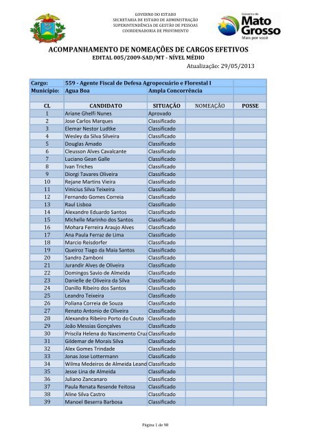 ACOMPANHAMENTO DE NOMEAÇÕES DE CARGOS EFETIVOS