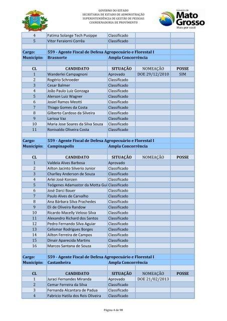 ACOMPANHAMENTO DE NOMEAÇÕES DE CARGOS EFETIVOS