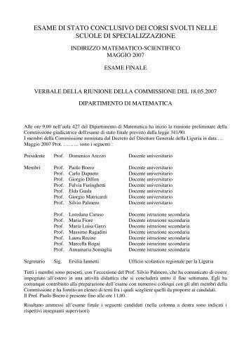 Riunione preliminare del 18 Maggio ore 8,30 - DIMA