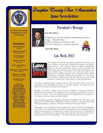 Newsletter to Membership - Dauphin County Bar Association