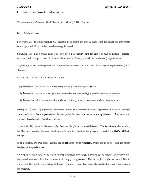 Experimental Statistics for Biological Sciences I - NCSU Statistics ...