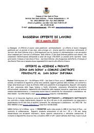 RASSEGNA OFFERTE DI LAVORO - Comune di San Donà di Piave