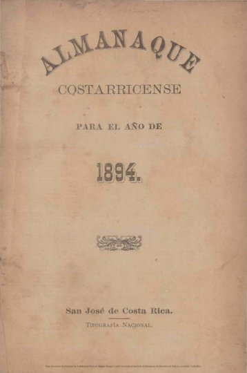 Almanaque costarricense para el año de 1894. San José ... - Sinabi