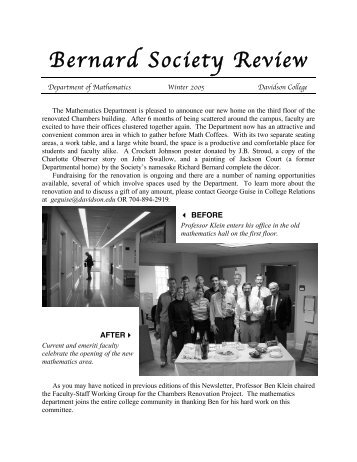 Bernard Society Review - Davidson College