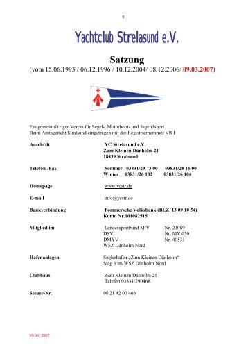 Satzung im druckfähigen Format (170 kb pdf) - Yachtclub Strelasund ...