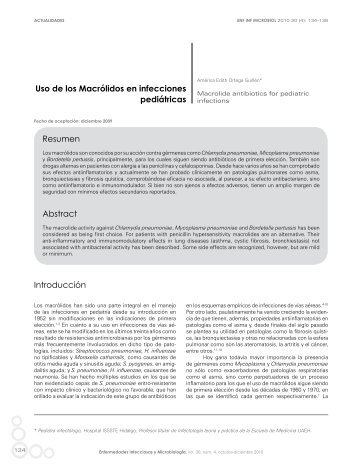 Uso de los Macrólidos en infecciones pediátricas Resumen Abstract ...