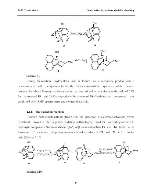 CONTRIBUTION TO CINCHONA ALKALOIDS CHEMISTRY