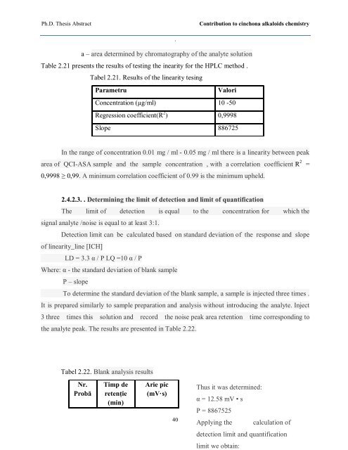 CONTRIBUTION TO CINCHONA ALKALOIDS CHEMISTRY