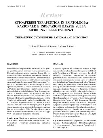 citoaferesi terapeutica in ematologia - Ordine dei Medici Chirurghi e ...