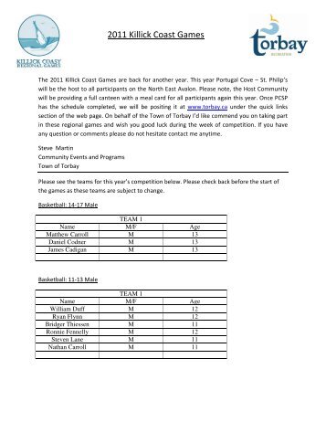 2011 Killick Coast Games - Town of Torbay