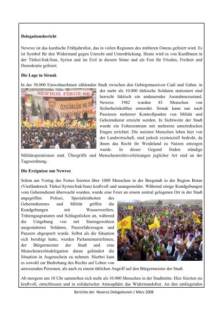 BERICHTE DER NEWROZ-DELEGATIONEN - Nadir.org