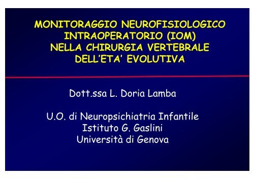IOM NELLA CHIRURGIA DELLA SCOLIOSI
