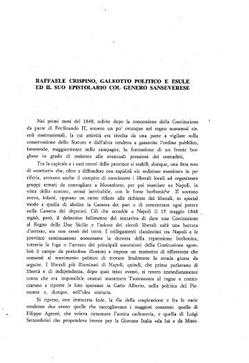 raffaele crispino, galeotto politico e esule ed il suo epistolario col ...