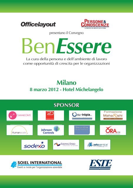 La cura della persona e dell'ambiente di lavoro - Este