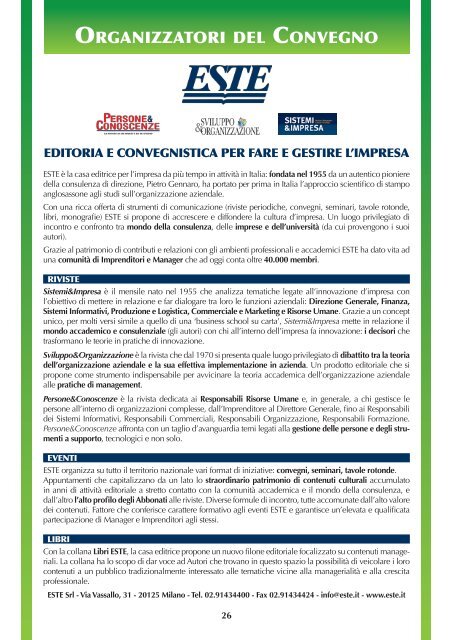 La cura della persona e dell'ambiente di lavoro - Este