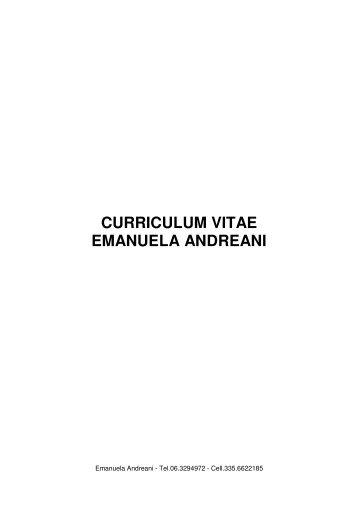 curriculum vitae emanuela andreani - Università del cinema