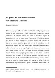 La genesi del commento dantesco di Baldassarre Lombardi