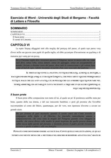 Esercizio di Word - Università degli Studi di Bergamo - Facoltà di ...