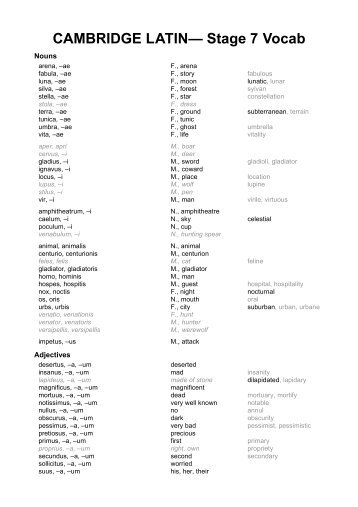 CAMBRIDGE LATIN— Stage 7 Vocab