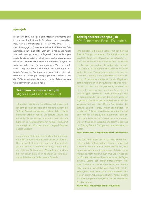 Jahresbericht 2011 (PDF) - Stiftung Zukunft Thurgau