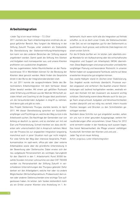 Jahresbericht 2011 (PDF) - Stiftung Zukunft Thurgau