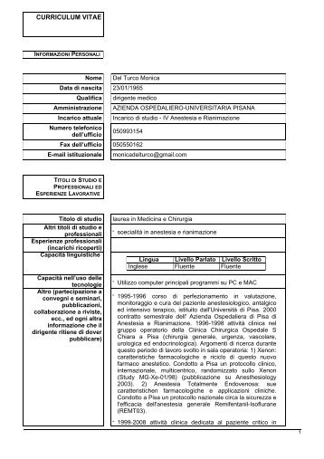 CV - Azienda Ospedaliero-Universitaria Pisana