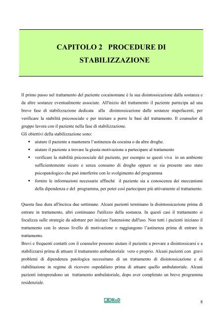 Manuale di terapia per la tossicodipendenza - ASL di Brescia