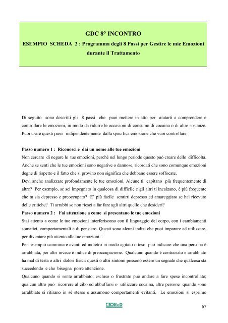 Manuale di terapia per la tossicodipendenza - ASL di Brescia