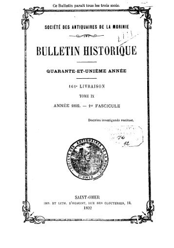 Bulletin Historique Trimestriel Vol. 9 1892-1896 - Ouvrages anciens ...