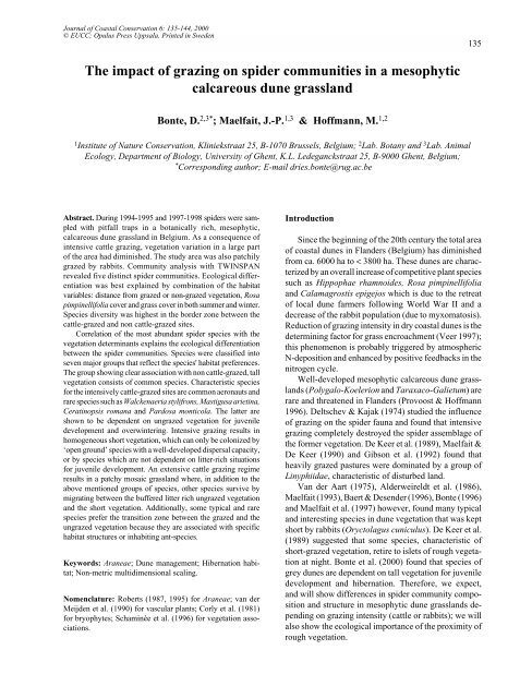 The impact of grazing on spider communities in a mesophytic ...